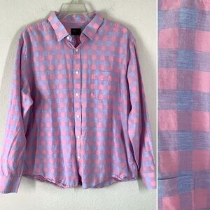 UNTUCKIT Men Anderson Linen Button Up Shirt XXXL Regular Fit Plaid Check Preppy